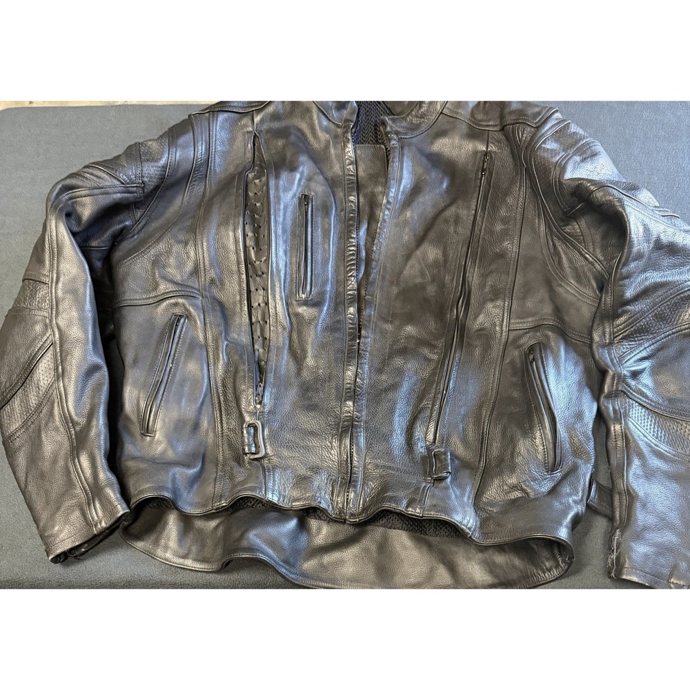 Leather Black Motorcycle Riding Jacket Unbranded Mens XL